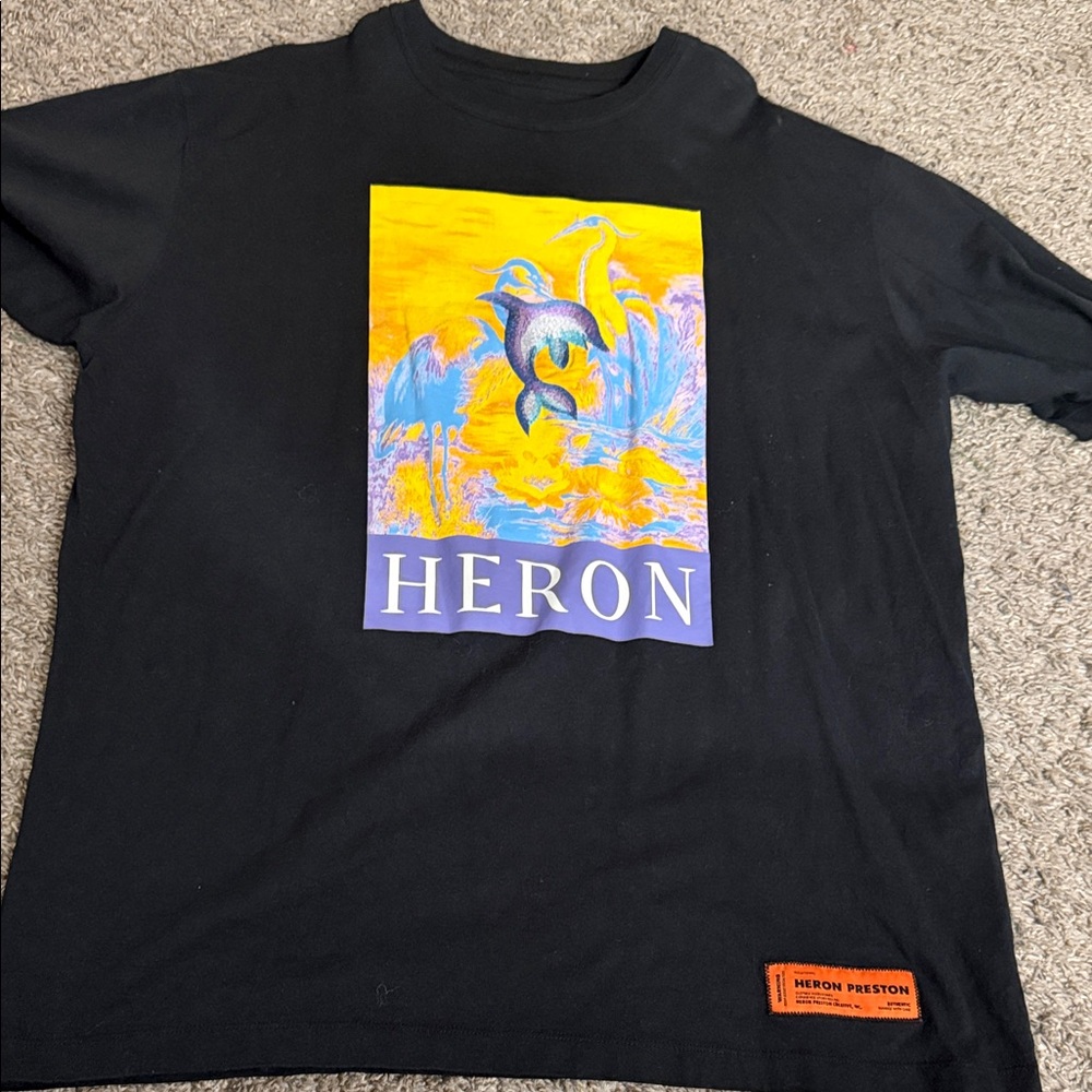 Heron Preston Black Tee with Vibrant Graphic